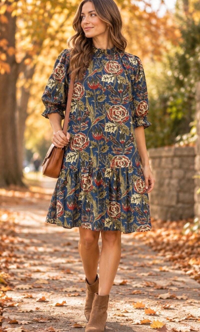 Velvet by Graham & Spencer Cottagecore Floral Tiered Cotton Boho Dress Puff XS